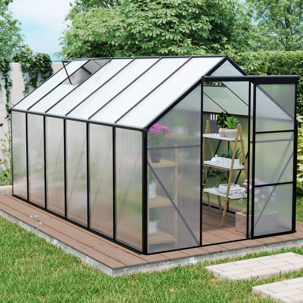 [06X12FT] Heavy Duty Black Polycarbonate Greenhouse With Raised Base And Anchor (SAK92451) - Saksby Wholesale - Lifestyle Image