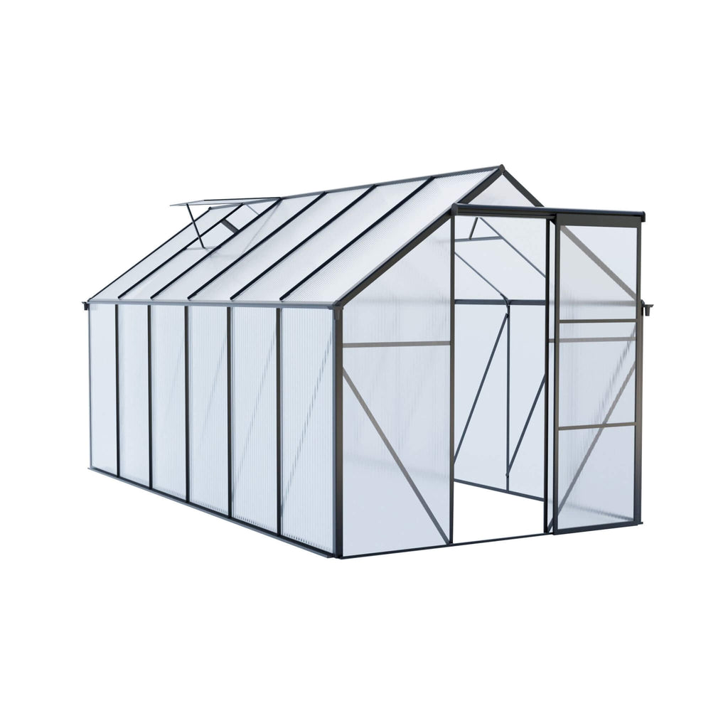[06X12FT] Heavy Duty Black Polycarbonate Greenhouse With Raised Base And Anchor (SAK92451) - Saksby Wholesale - Side View
