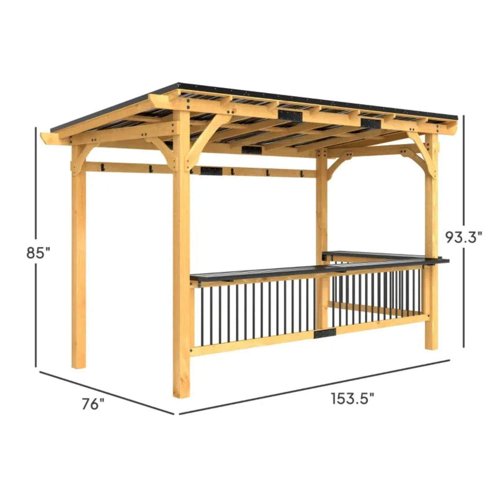 [06X13FT] Premium Outdoor Hardtop Wooden BBQ Grill Gazebo (SAK97420) - Saksby Wholesale -Dimensions