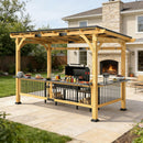 [06X13FT] Premium Outdoor Hardtop Wooden BBQ Grill Gazebo (SAK97420) - Saksby Wholesale - Lifestyle Image