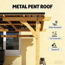 [06X13FT] Premium Outdoor Hardtop Wooden BBQ Grill Gazebo (SAK97420) - Saksby Wholesale - Mental Pent Roof