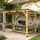 [06X13FT] Premium Outdoor Hardtop Wooden BBQ Grill Gazebo (SAK97420) - Saksby Wholesale - Product Preview