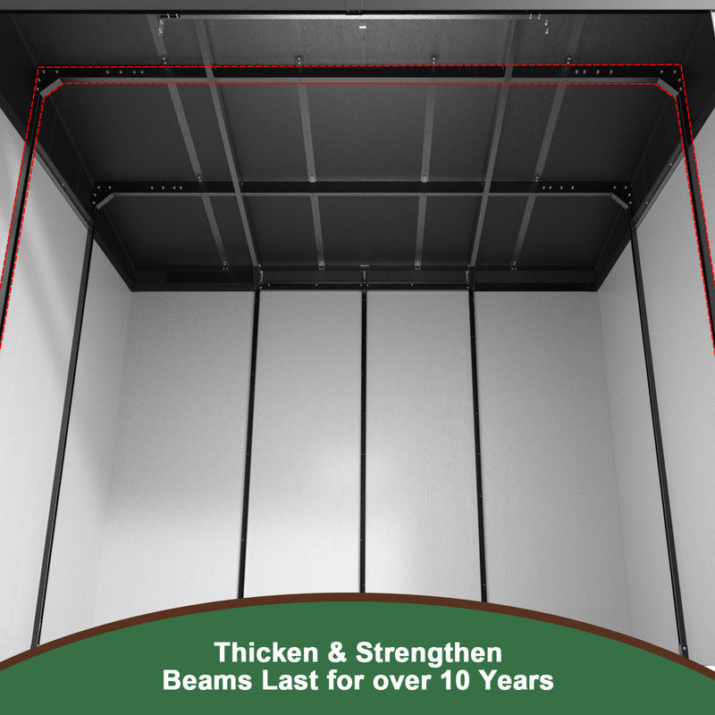 [07X10FT] Alora Heavy Duty Weather-Resistant Steel-Reinforced Plastic Storage Shed With Floor (SAK93148) - Saksby Wholesale - Beams View