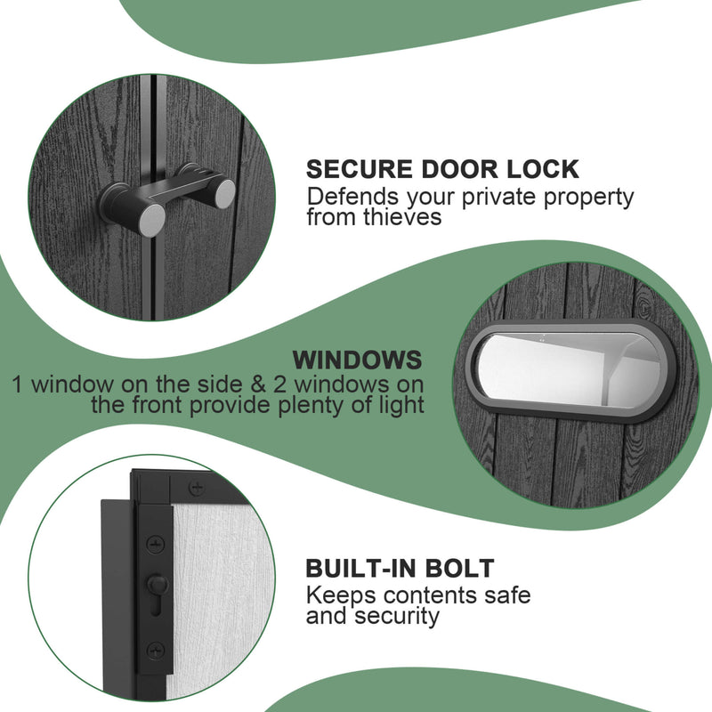 [07X10FT] Alora Heavy Duty Weather-Resistant Steel-Reinforced Plastic Storage Shed With Floor (SAK93148) - Saksby Wholesale - Locks View