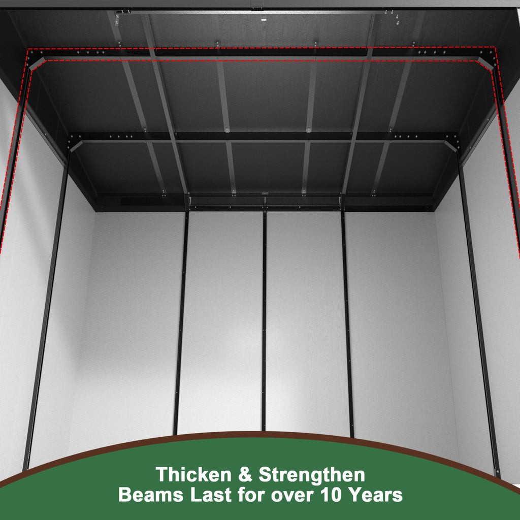 [07X10FT] Heavy Duty Weather-Resistant Polypropylene Storage Shed With Floor And Reinforced Steel Frame (SAK67455) - Saksby Wholesale - Beams