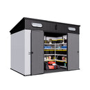 [07X10FT] Heavy Duty Weather-Resistant Polypropylene Storage Shed With Floor And Reinforced Steel Frame (SAK67455) - Saksby Wholesale - Storage Shed In White Background