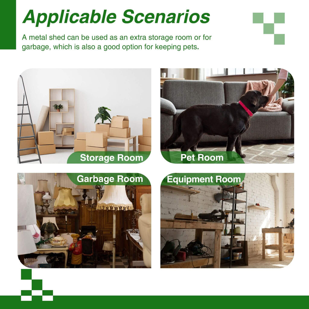 [08X10FT] Heavy-Duty Outdoor All-Weather Metal Garden Tool Shed (SAK28501) - Saksby Wholesale - Applicable Scenarious