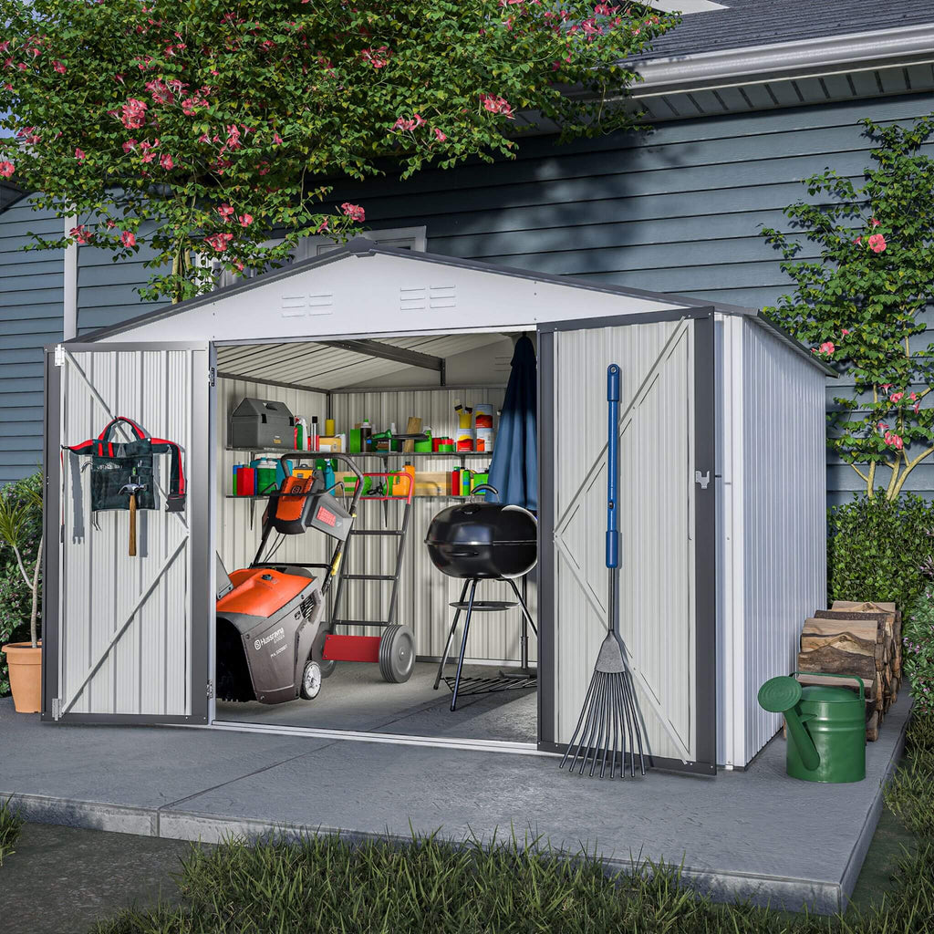 [08X10FT] Heavy-Duty Outdoor All-Weather Metal Garden Tool Shed (SAK28501) - Saksby Wholesale - Lifestyle