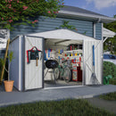 [08X10FT] Heavy-Duty Outdoor All-Weather Metal Garden Tool Shed (SAK28501) - Saksby Wholesale - Side View Storage Display