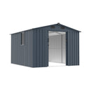 [08X10FT] Large Outdoor Metal Backyard Garden Storage Tool Shed With Window And Lockable Doors (SAK68140) - Saksby Wholesale - Front Left View