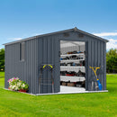 [08X10FT] Large Outdoor Metal Backyard Garden Storage Tool Shed With Window And Lockable Doors (SAK68140) - Saksby Wholesale - Outdoor View