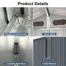 [08X10FT] Large Outdoor Metal Backyard Garden Storage Tool Shed With Window And Lockable Doors (SAK68140) - Saksby Wholesale - Parts View