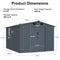 [08x10FT] Large Outdoor Metal Storage Tool Shed With Window And Lockable Doors (SAK32987) - Saksby Wholesale - Dimensions