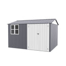 [08X10FT] Outdoor Garden Tool Shed With Thickened Galvanized Steel, Sloped Roof, Vents And Double Lockable Doors (SAK66582) - Saksby Wholesale - Front View WHite Background