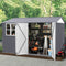 [08X10FT] Outdoor Garden Tool Shed With Thickened Galvanized Steel, Sloped Roof, Vents And Double Lockable Doors (SAK66582) - Saksby Wholesale - Open Doors With Stuff