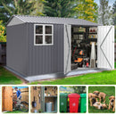[08X10FT] Outdoor Garden Tool Shed With Thickened Galvanized Steel, Sloped Roof, Vents And Double Lockable Doors (SAK66582) - Saksby Wholesale - Use For
