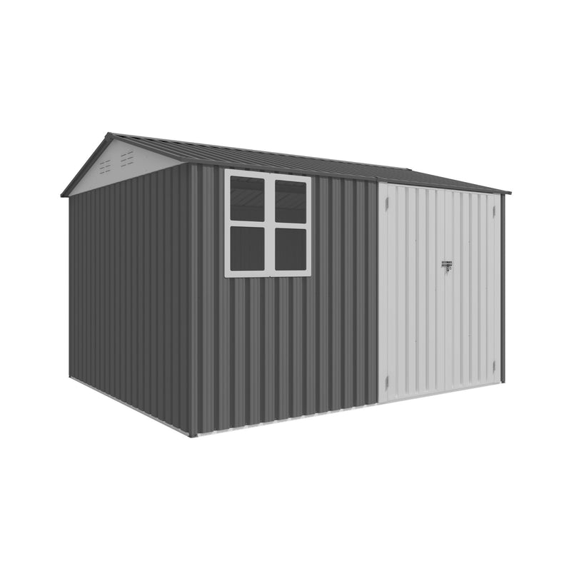 [08X10FT] Outdoor Garden Tool Shed With Thickened Galvanized Steel, Sloped Roof, Vents And Double Lockable Doors (SAK66582) - Saksby Wholesale - White Background