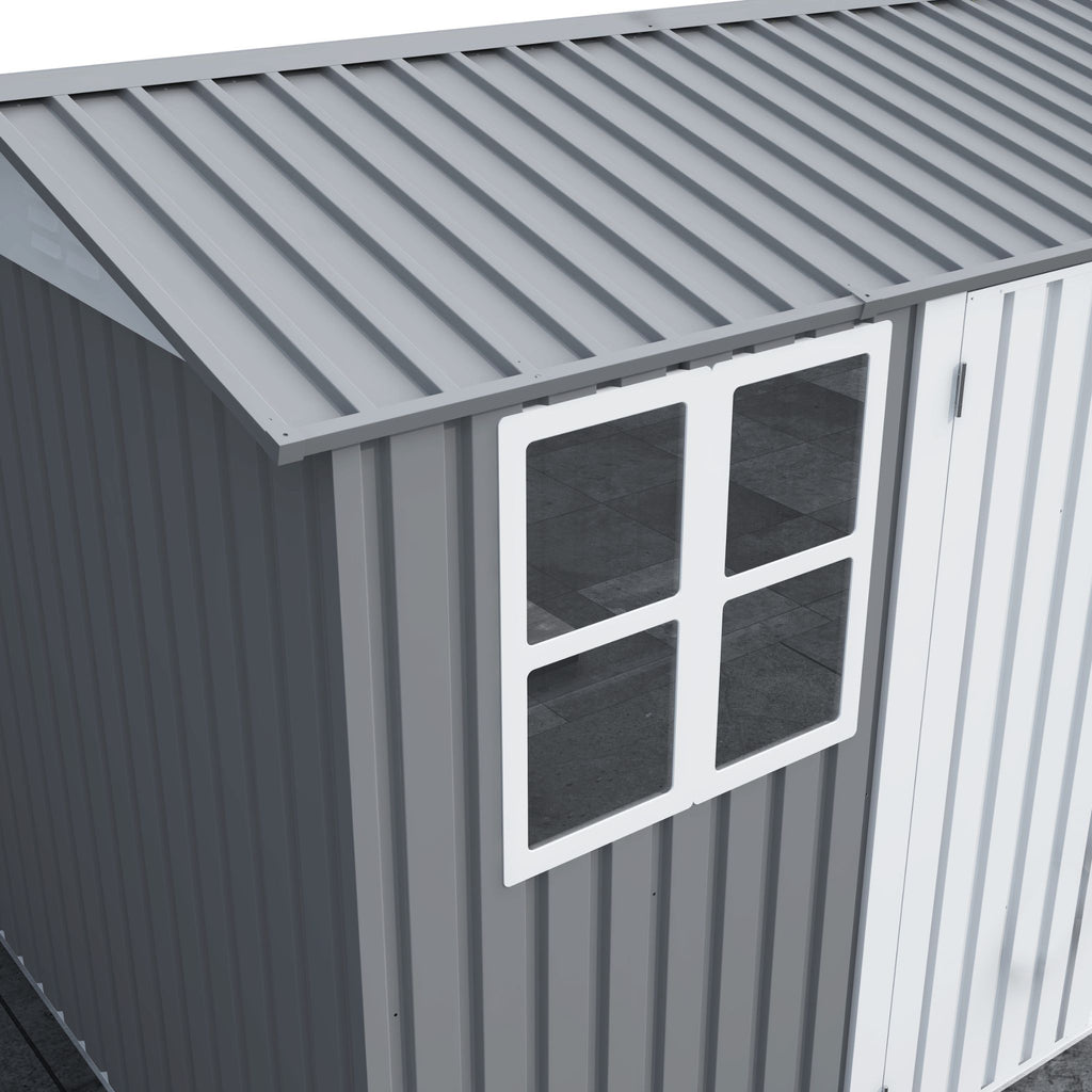 [08X10FT] Outdoor Garden Tool Shed With Thickened Galvanized Steel, Sloped Roof, Vents And Double Lockable Doors (SAK66582) - Saksby Wholesale - Window
