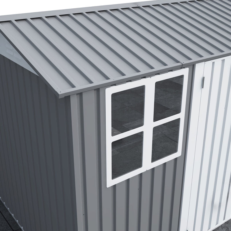 [08X10FT] Outdoor Garden Tool Shed With Thickened Galvanized Steel, Sloped Roof, Vents And Double Lockable Doors (SAK66582) - Saksby Wholesale - Window
