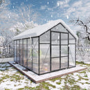 [08X12FT] All Season Outdoor Backyard Polycarbonate Greenhouse With Raised Base And Aluminum Frame (SAK78614) - Saksby Wholesale - Winter View