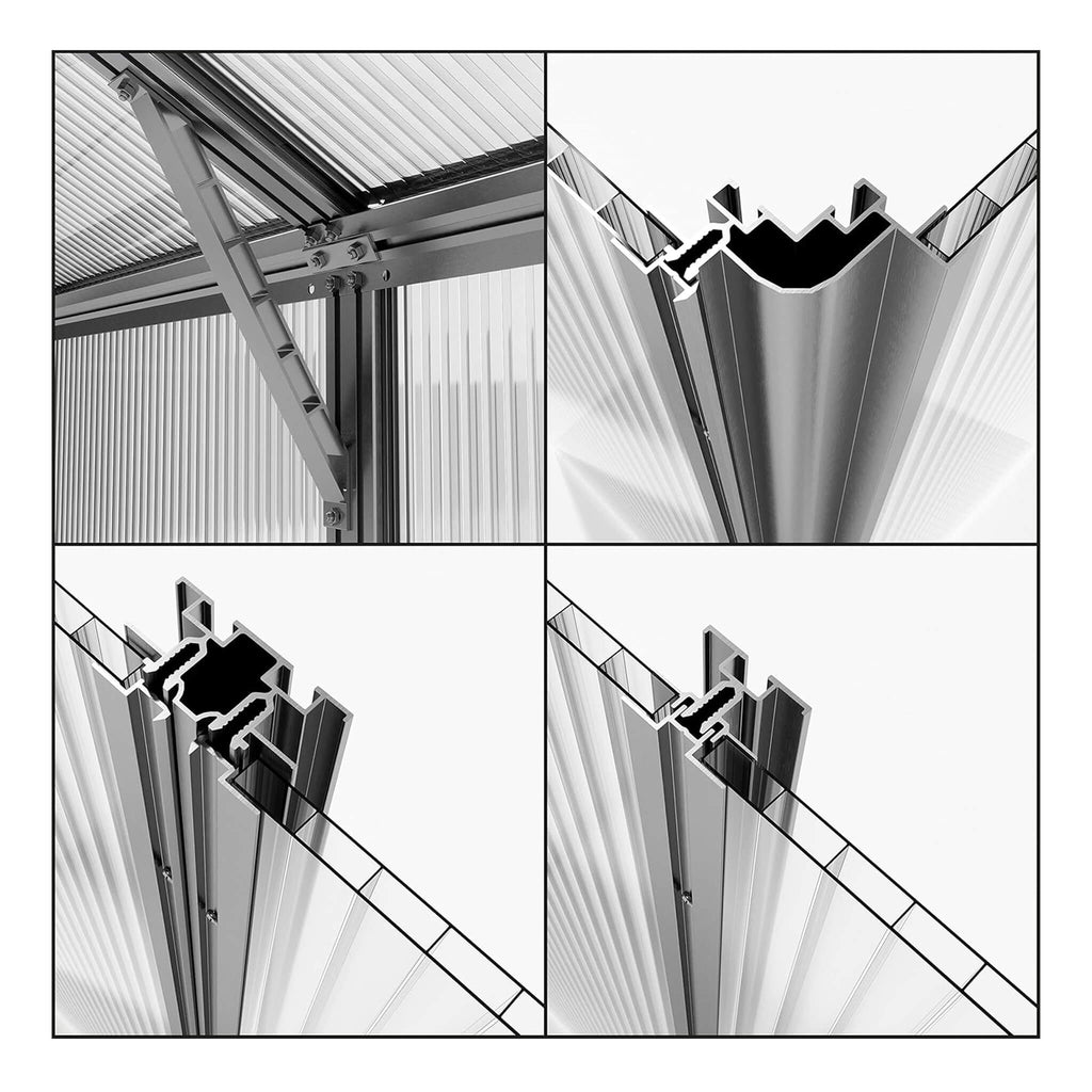 [08X12FT] Heavy-Duty Polycarbonate Outdoor Greenhouse With Aluminum Frame And Sliding Doors (SAK90426) - Saksby Wholesale - Polycarbonate Panels