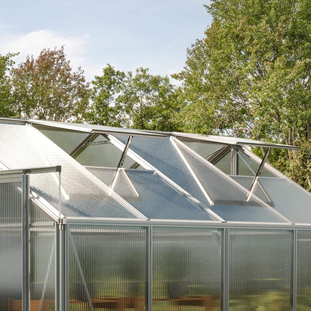 [08X12FT] Heavy-Duty Polycarbonate Outdoor Greenhouse With Aluminum Frame And Sliding Doors (SAK90426) - Saksby Wholesale - Vents