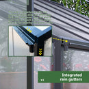 [08X12FT] Large Outdoor Heavy Duty Polycarbonate Walk-In Greenhouse With Double Swing Doors And Two Ventilation Windows (SAK73651) - Saksby Wholesale - Gutters