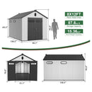 [08X12FT] Large Polypropylene Storage Shed With Reinforced Floor And Lockable Swing Doors (SAK07451) - Saksby Wholesale - Dimensions