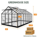 [08X14FT] Outdoor Polycarbonate Greenhouse With Roof Vents & Sliding Doors, 4MM (SAK19426) - Saksby Wholesale - Dimensions