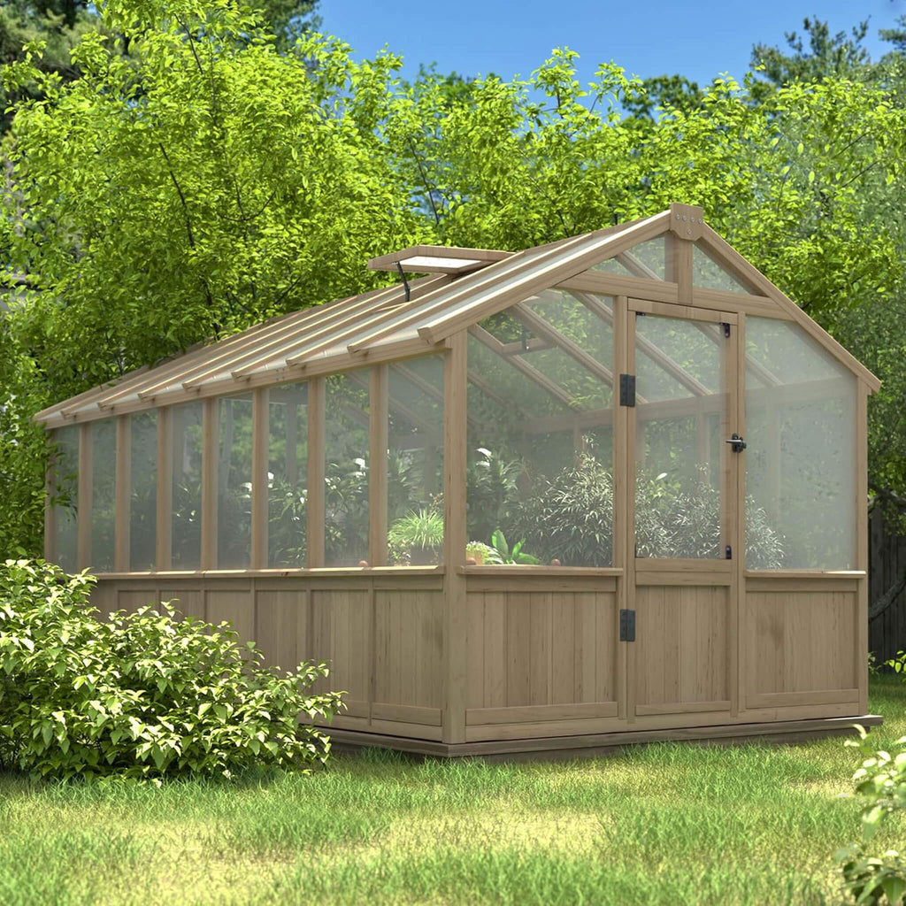 [08X16FT] Large Heavy-Duty Outdoor Wooden Greenhouse With 6MM Polycarbonate Panels And Vent Roof (SAK18467)