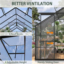 [08X16FT] Premium Outdoor Walk-In Polycarbonate Greenhouse With Roof Vents & Sliding Doors, 4MM (SAK72649) - Saksby Wholesale - Ventilation