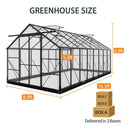[08X16FT] Premium Outdoor Walk-In Polycarbonate Greenhouse With Roof Vents & Sliding Doors, 4MM (SAK72649) - Saksby Wholesale - Dimensions