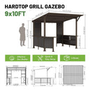 [09X10FT] Premium Outdoor Hardtop Grill Gazebo With Shelves (SAK90431) - Saksby Wholesale - Product Dimensions