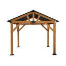 [09X11] Heavy Duty All-Weather Hard Top Wooden Carport Gazebo With Galvanized Steel Roof (SAK391875) - Saksby Wholesale - Front View
