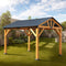 [09X11] Heavy Duty All-Weather Hard Top Wooden Carport Gazebo With Galvanized Steel Roof (SAK391875) - Saksby Wholesale - Outdoor Lifestyle