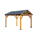 [09X11] Heavy Duty All-Weather Hard Top Wooden Carport Gazebo With Galvanized Steel Roof (SAK391875) - Saksby Wholesale - Side View