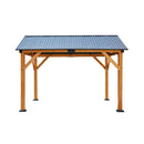 [09X11] Heavy Duty All-Weather Hard Top Wooden Carport Gazebo With Galvanized Steel Roof (SAK391875) - Saksby Wholesale - White Background