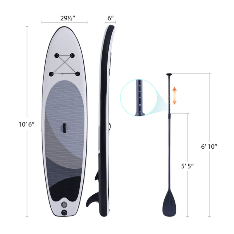 10' Inflatable Blow Up SUP Paddle Board W/ Carrying Bag & Pump (SAK43678)- Saksby Wholesale - Dimensions View