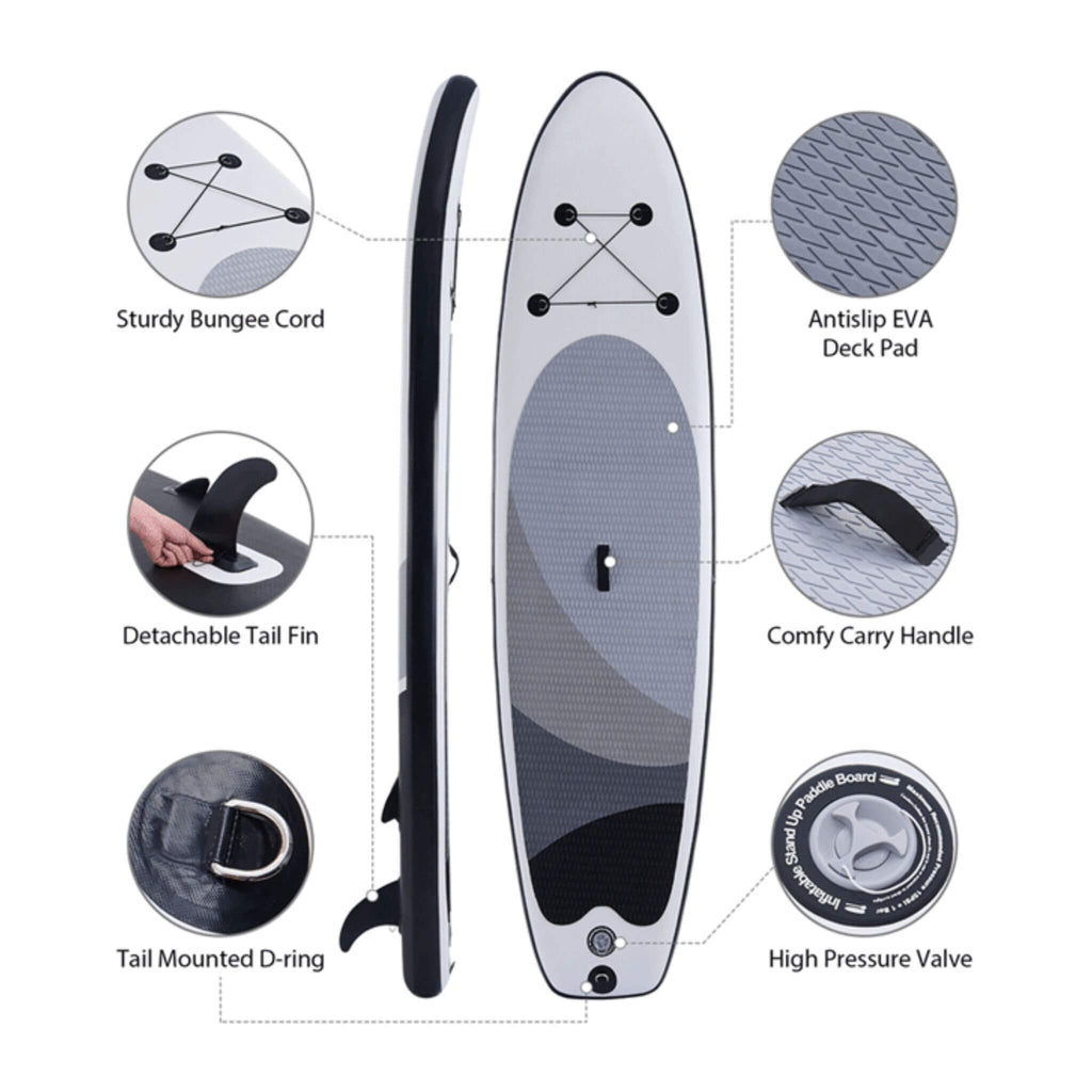 10' Inflatable Blow Up SUP Paddle Board W/ Carrying Bag & Pump (SAK43678)- Saksby Wholesale - Parts View
