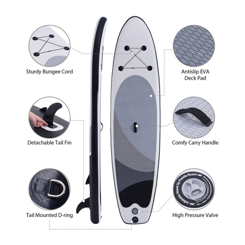 10' Inflatable Blow Up SUP Paddle Board W/ Carrying Bag & Pump (SAK43678)- Saksby Wholesale - Parts View