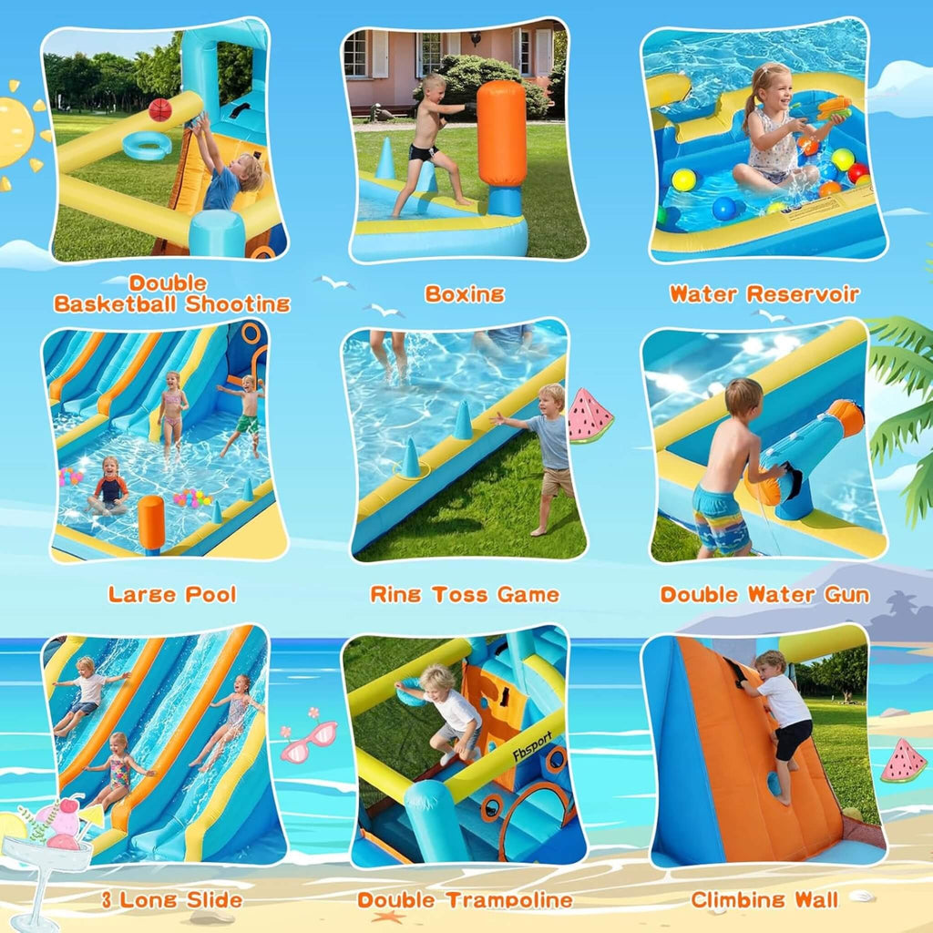 10-in-1 Inflatable Water Slide Bounce House With Blower (SAK26370) - Saksby Wholesale - Activities