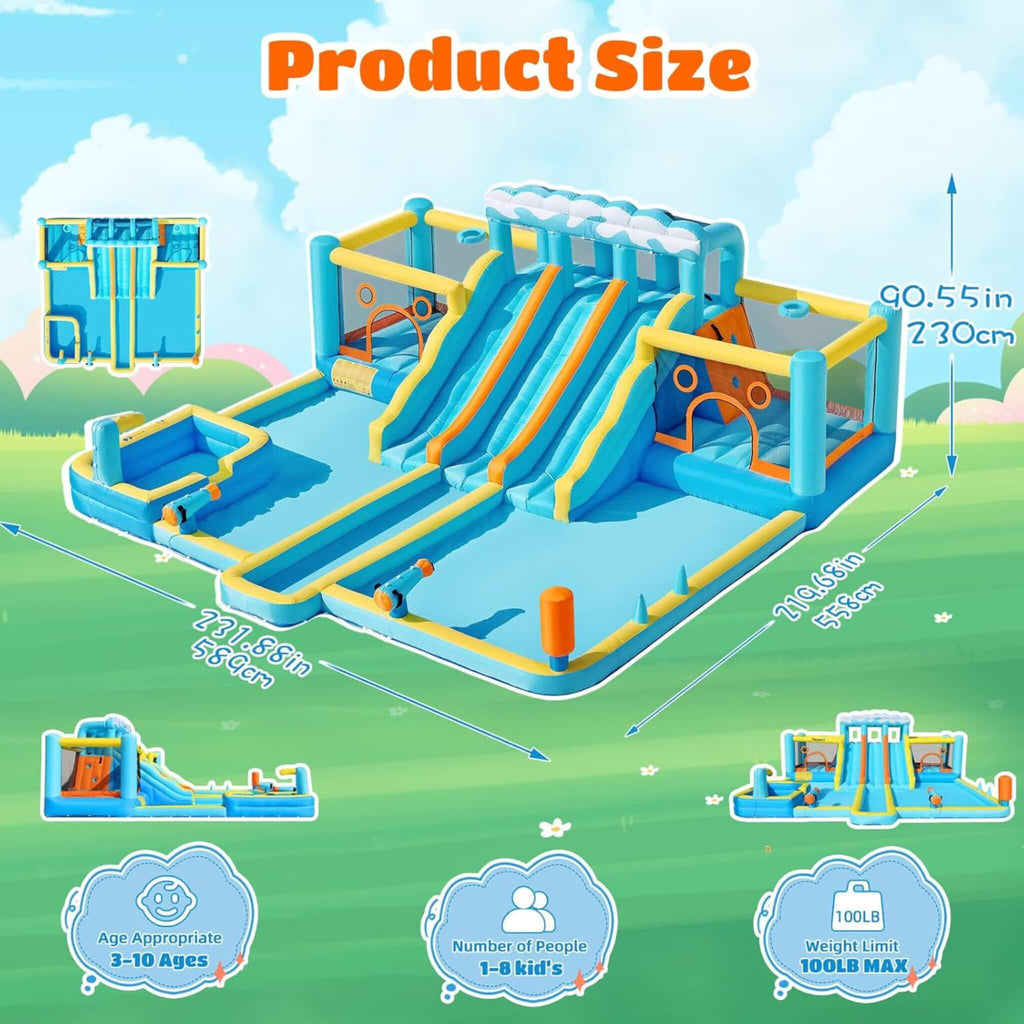 10-in-1 Inflatable Water Slide Bounce House With Blower (SAK26370) - Saksby Wholesale - Product Size