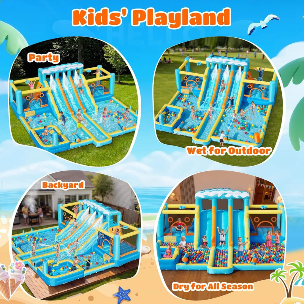 10-in-1 Inflatable Water Slide Bounce House With Blower (SAK26370) - Saksby Wholesale - Use Applications
