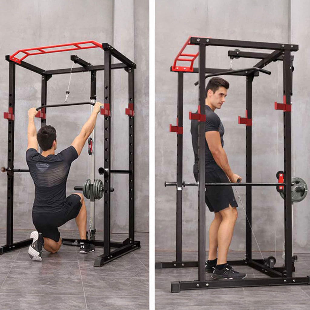 1000LBS Multi-Functional Barbell Rack Squat Power Cage With Weight Bench (SAK35822) - Saksby Wholesale - Actual Use