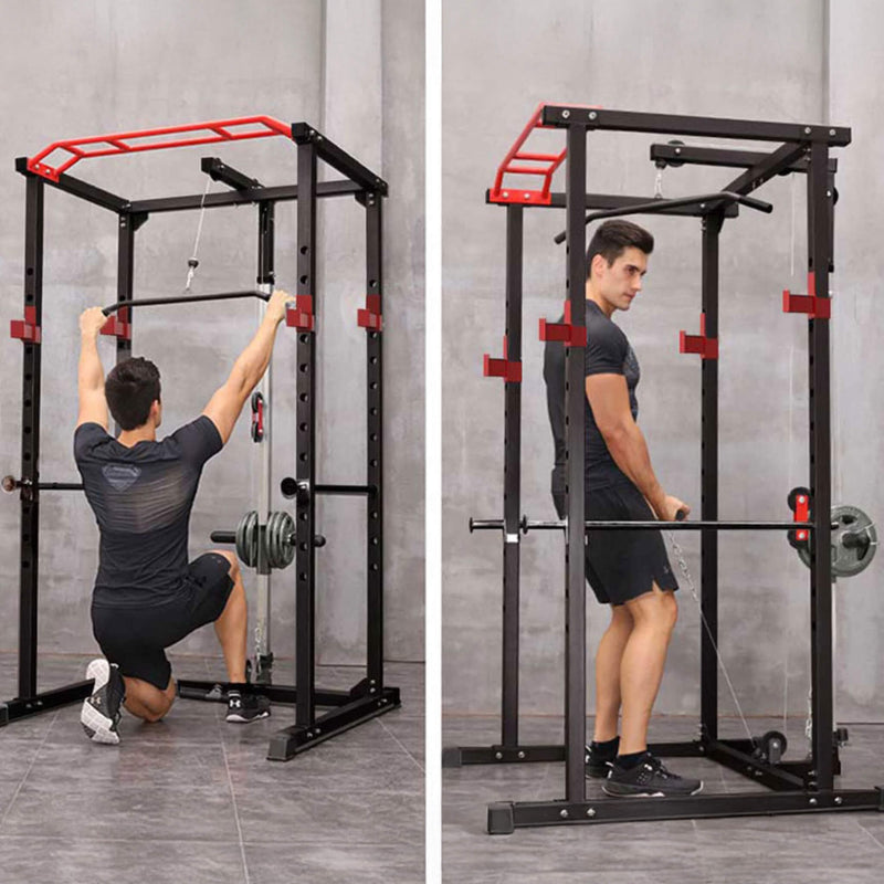 1000LBS Multi-Functional Barbell Rack Squat Power Cage With Weight Bench (SAK35822) - Saksby Wholesale - Actual Use