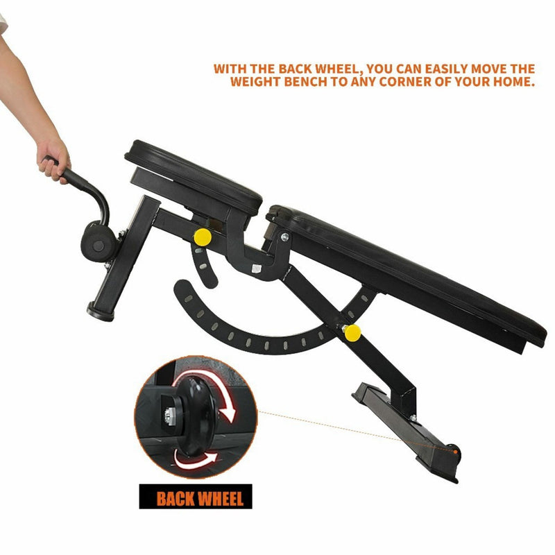 1000LBS Multi-Functional Barbell Rack Squat Power Cage With Weight Bench (SAK35822) - Saksby Wholesale - Back Wheel
