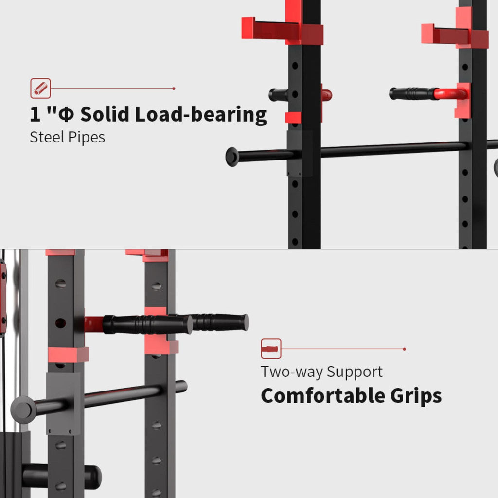 1000LBS Multi-Functional Barbell Rack Squat Power Cage With Weight Bench (SAK35822) - Saksby Wholesale - Bearing And Grip