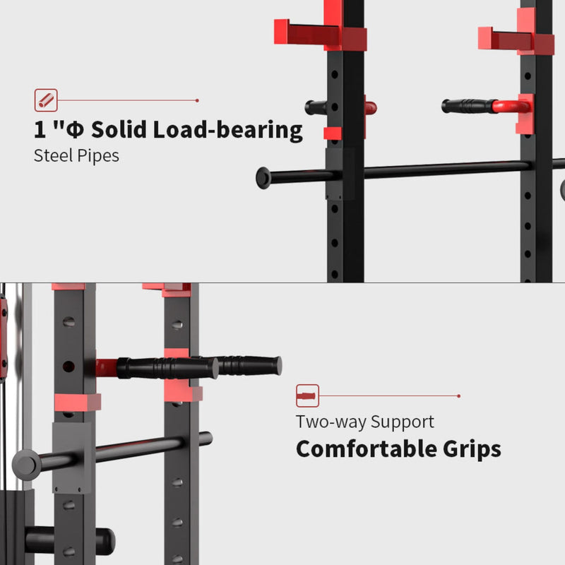 1000LBS Multi-Functional Barbell Rack Squat Power Cage With Weight Bench (SAK35822) - Saksby Wholesale - Bearing And Grip