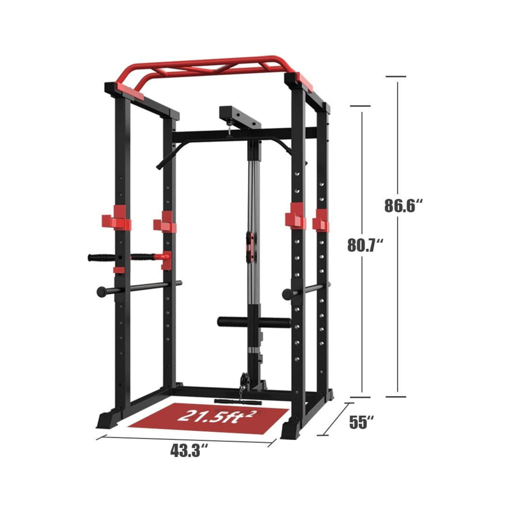 1000LBS Multi-Functional Barbell Rack Squat Power Cage With Weight Bench (SAK35822) - Saksby Wholesale - Dimensions