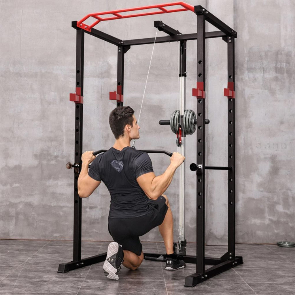 1000LBS Multi-Functional Barbell Rack Squat Power Cage With Weight Bench (SAK35822) - Saksby Wholesale - In Use